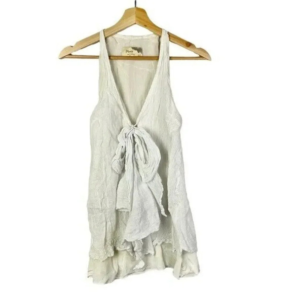 Elizabeth and James Ivory White Tie Front Silk Chiffon Tank Top XS - Picture 1 of 5